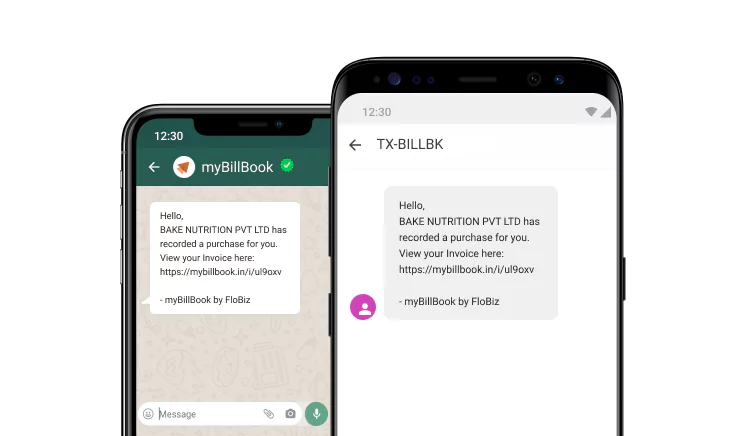 Automatic invoice sharing on SMS & Whatsapp
